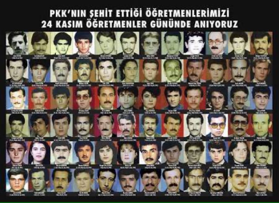FiiTarih's tweet photo. 24 Kasım Öğretmenler gününüz kutlu olsun.

Dünya tarihinin en eli kanlı terör örgütü tarafından katledilen sayısız öğretmenimizin ruhu şad olsun.

Aybukelerin, Necmettinlerin, Ayşenurların ruhları şad olsun. https://t.co/1jBFbcjXey