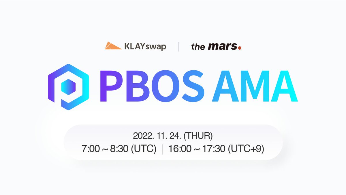 KLAYswap's tweet photo. 📢Drops AMA Remind
@KLAYswap x @Mars_Labs AMA will be held soon!

⏰: Nov 24th 16:00 PM(UTC+9) ~ 17:30 PM(UTC+9) 
🌏: https://t.co/OWU9VxbKiN

We ask for your participation in the The Mars AMA 🥰 https://t.co/FJqQaBKhi1