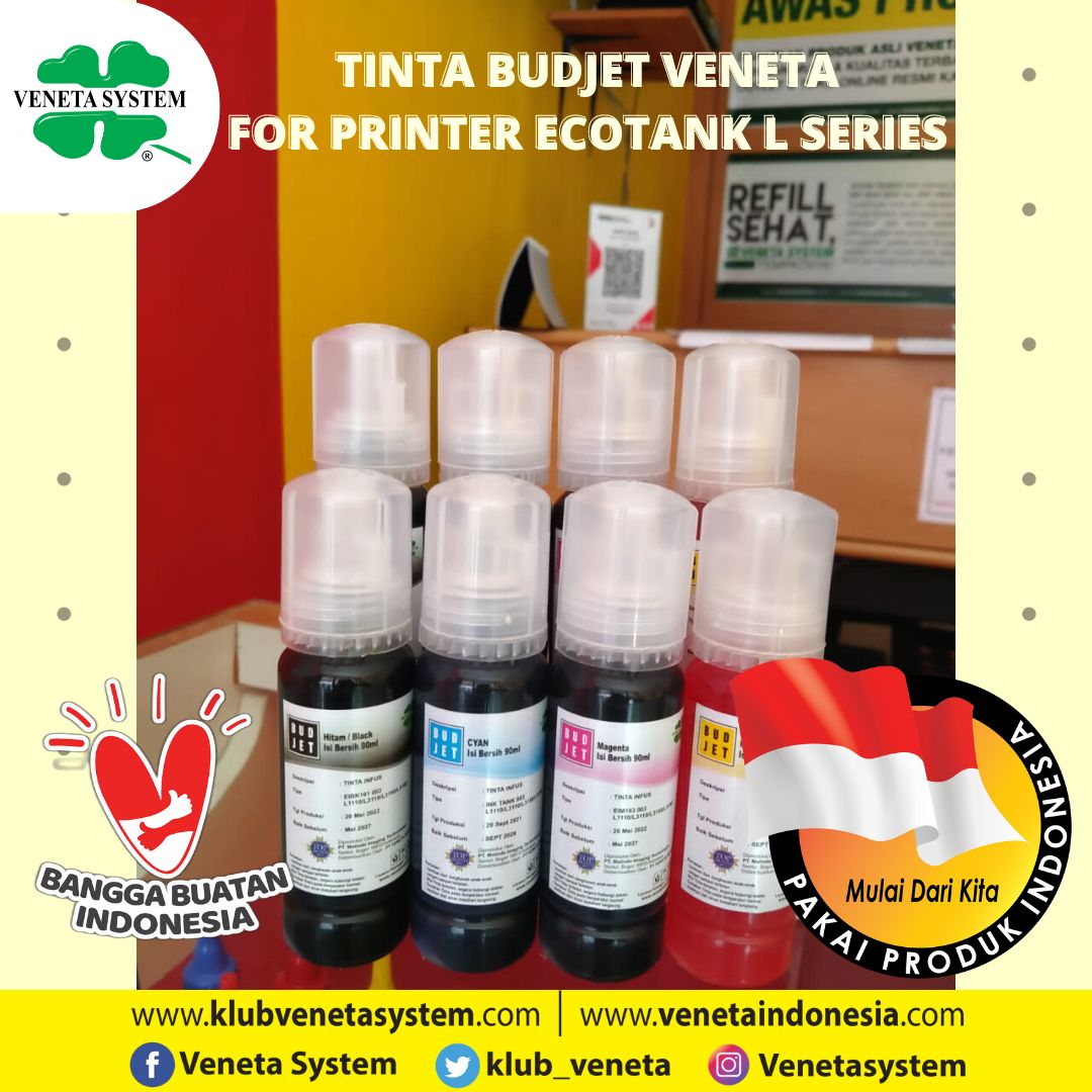 klub_veneta's tweet photo. Bangga Menggunakan #TINTA PRINTER Buatan INDONESIA
Tinta Budjet Veneta For Printer Eco Tank L Series
Call Veneta System!
Belanja segera di outlet terdekatmu:
https://t.co/daB9v91ro7
#Free Delivery #FreeMaintenance Printer https://t.co/nj64UlmIDG