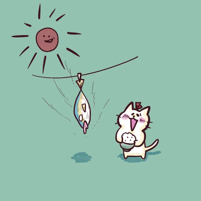 今日は鰹節の日&和食の日です!お米のお供にどうですか?#イラスト #和食の日 #鰹節の日 #猫のいる暮らし #ブリ 