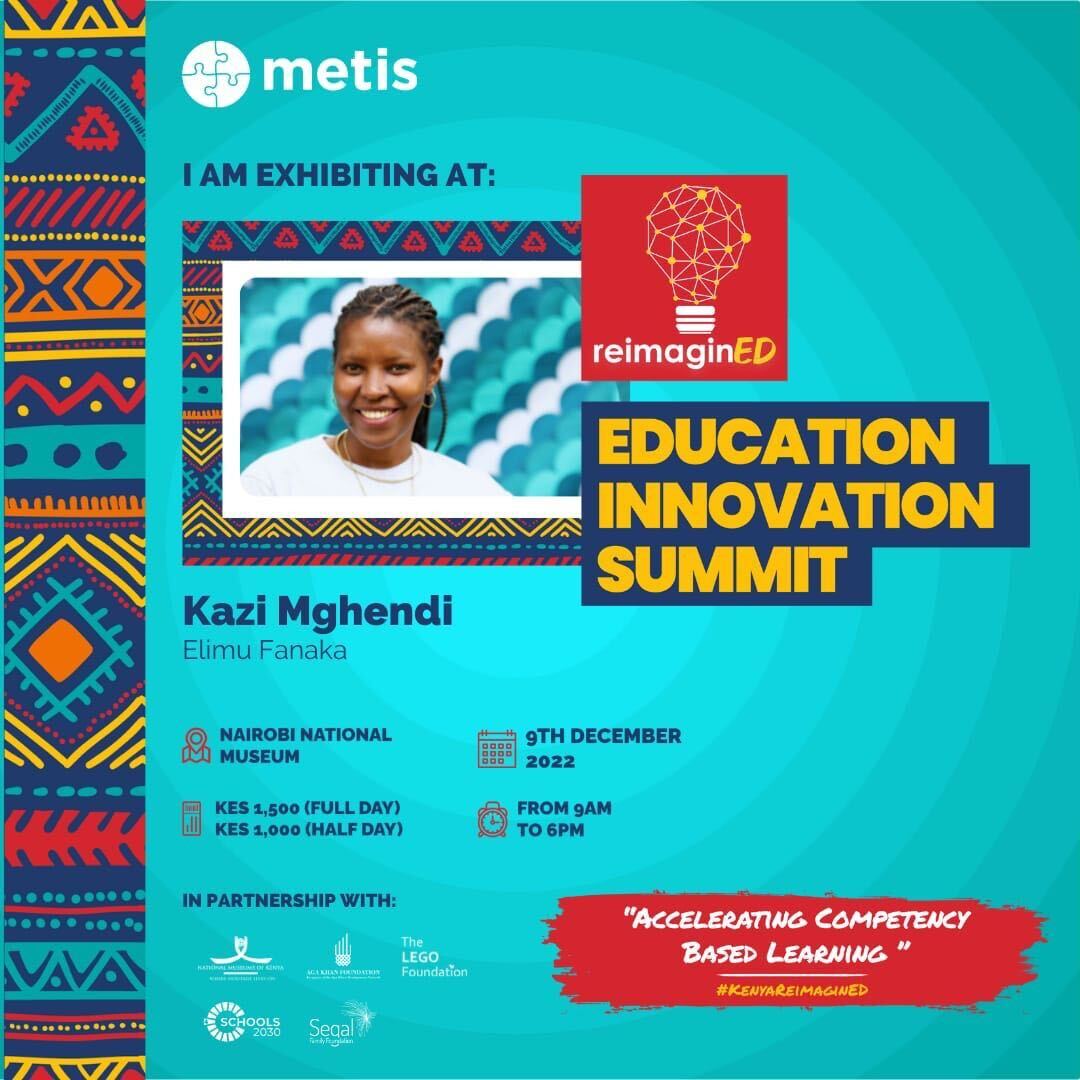 Join Elimu Fanaka for #ReimaginED: Kenya's 2nd annual interactive exhibition & awards for locally-led education innovations organized by @metiscollective!

Learn more & register:
bit.ly/reimagined2022 (check our stories for the link)
#KenyaReimaginED
#educationreimagined