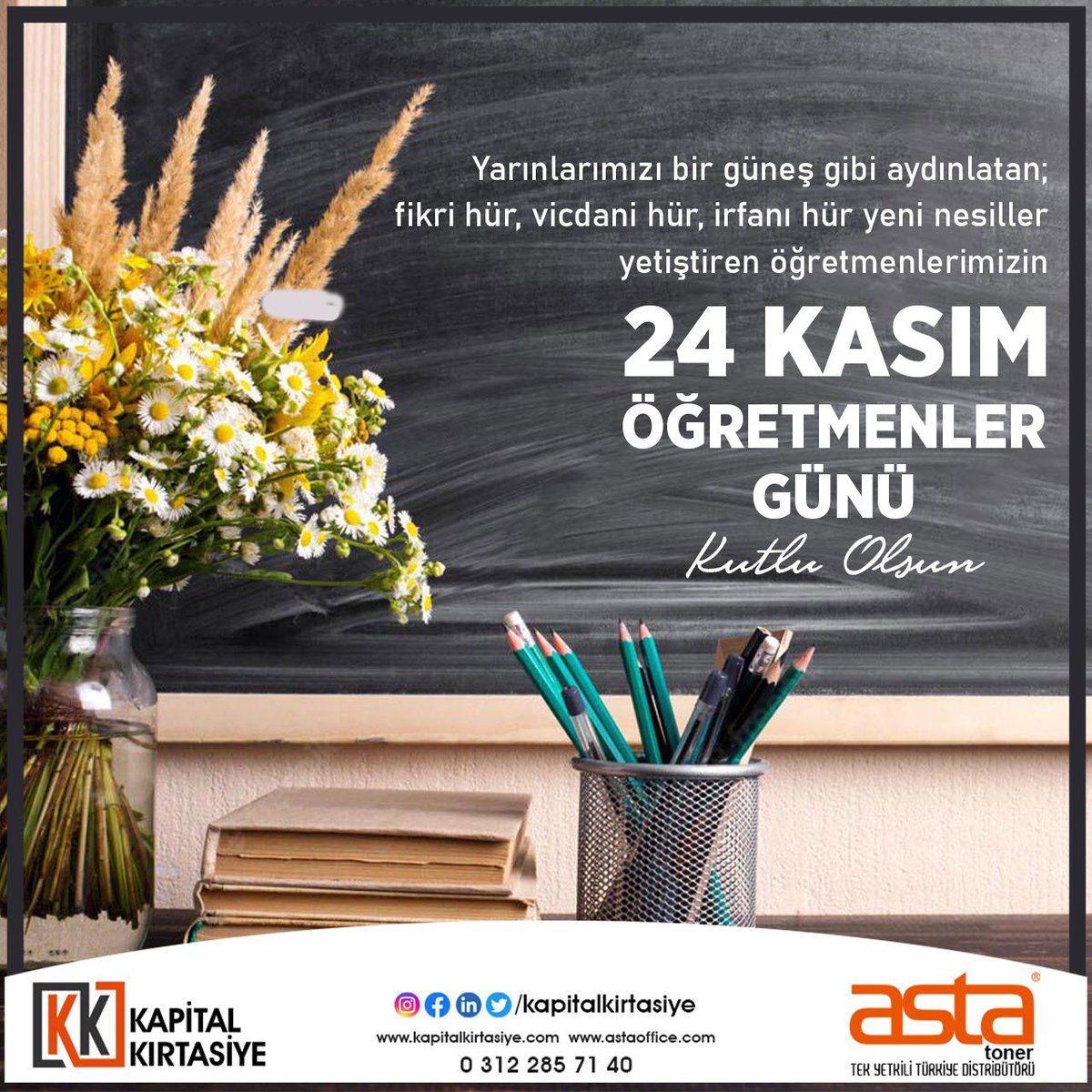 Başta Başöğretmen Gazi Mustafa Kemal Atatürk’ü bu özel günde saygı ve minnetle anarken , Kıymetli öğretmenlerimize  bizlere kattıkları tüm değerler için teşekkür eder, Öğretmenler Günlerini  Kutlarız .. 🌸🌸 #24kasımogretmenler #gunukutluolsun