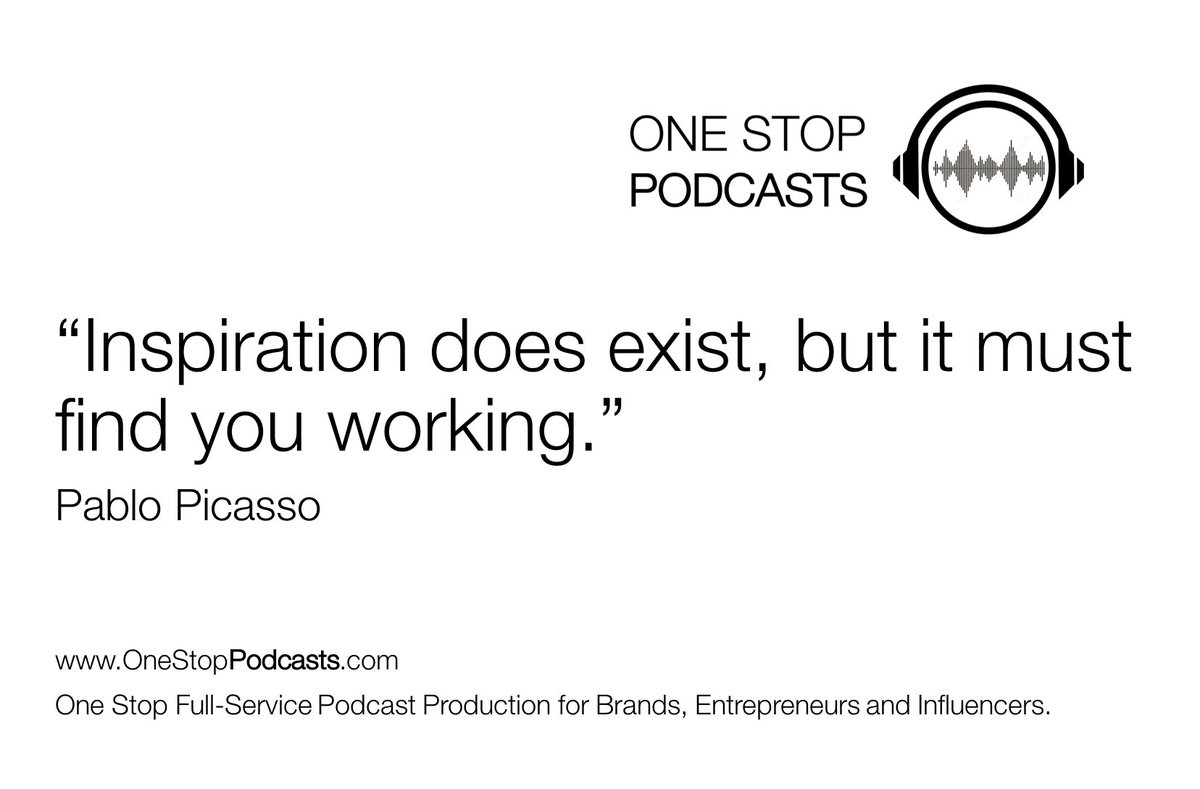 OneStopPodcasts's tweet photo. "Inspiration does exist, but it must find you working."
Pablo Picasso

#Quotes #Art #Creativity #Storytelling #Podcasting #Inspiration #DoTheWork #Entrepreneur #KeyPersonOfInfluence #Creator https://t.co/XrVZ3JdubY