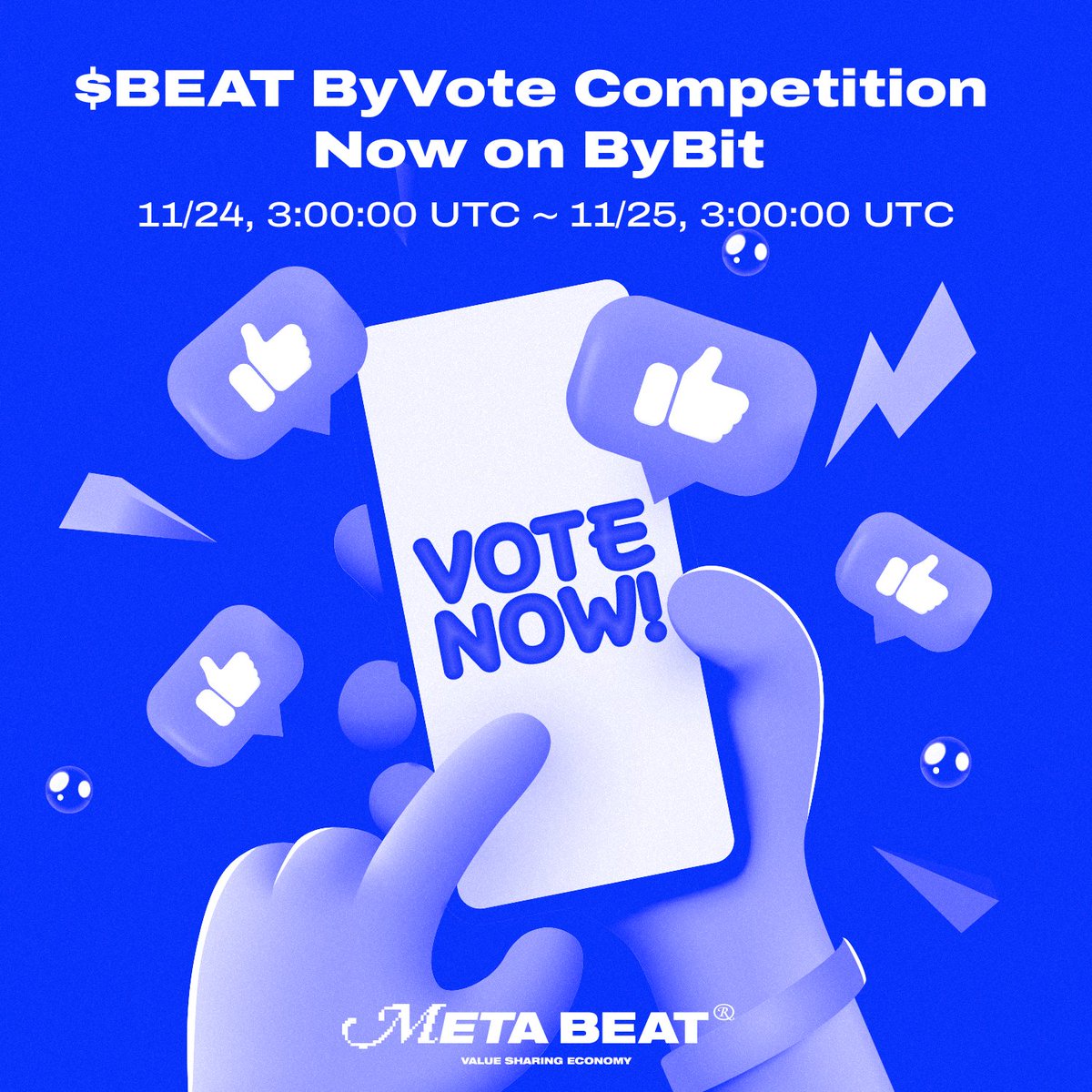 metabeatoffl's tweet photo. 🚨 TIME TO VOTE $BEAT on @Bybit_Official's #ByVote competition! The voting page is now open here 🗳 https://t.co/44TSyfVwNu VOTE #MetaBeat! 🚀 

Let's show our community's strength &amp; get listed on #ByBit! 

#Crypto #NFT #NFTs #web3community #Polygon #kpop #music https://t.co/ztElwxk3DU