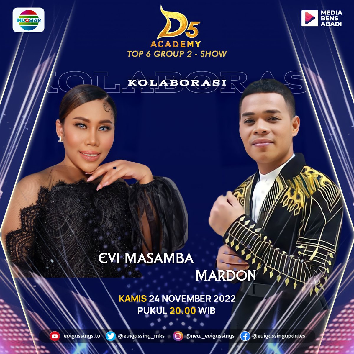 Assalamualaikum evigassing dimanapun berada
Jangan lupa saksikan penampilan queen <a href="/DA2_Evi/">EVI_MASAMBA_REAL</a> yang akan berkolaborasi dengan Mardon (Rokan Hulu) 
Di D'Academy 5 Malam ini
Pukul 20.00 wib LIVE di <a href="/Indosiar/">Indosiar</a>

#evimasamba #evigassingindonesia #DAcademy5