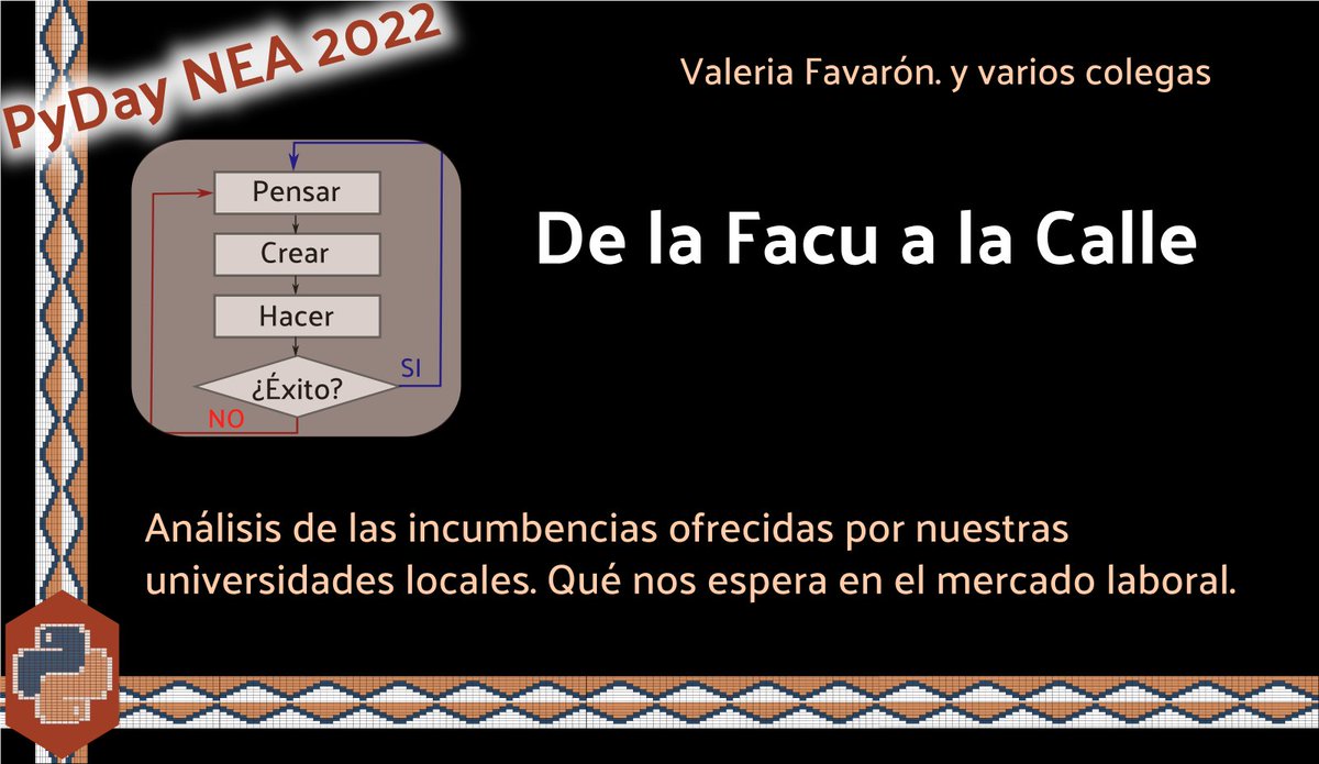 AguaraTech (@pythonnea) on Twitter photo De la Facu a la Calle
Analizamos entre desarrolladores y colegas cómo las carreras nos preparan para la vida laboral
#PyDayNEA2022 está la charla perfecta para vos.
¡los esperamos a tod@s!
#python #cfp
Inscribite a PyDayNEA (eventos.python.org.ar/events/PyDayNE…) De la Facu a la Calle
Analizamos entre desarrolladores y colegas cómo las carreras nos preparan para la vida laboral
#PyDayNEA2022 está la charla perfecta para vos.
¡los esperamos a tod@s!
#python #cfp
Inscribite a PyDayNEA (eventos.python.org.ar/events/PyDayNE…)
