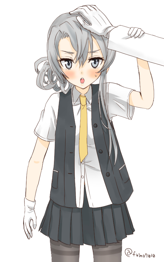 nowaki (kancolle) 1girl asymmetrical hair yellow necktie gloves vest skirt pantyhose  illustration images