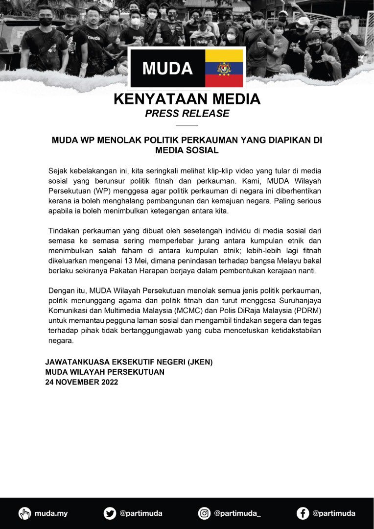 Parti MUDA Wilayah Persekutuan tweet media
