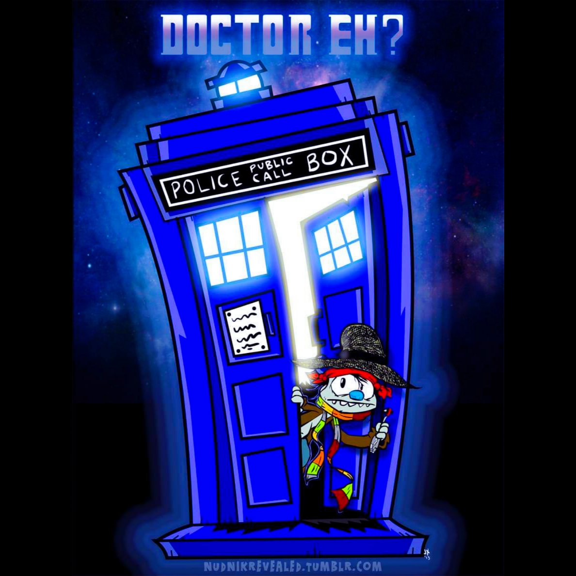 JeauxJ's tweet photo. "Doctor #Eh?" #GeneDeitch's #Nudnik as a #TimeLord?!? Check out this fab Nudnik/#DoctorWho #MashUp in honor of Doctor Who's 59th Anniversary from #JeauxJanovsky! #NudnikRemembered #NudnikRevealed #RembrandtFilms #Animation #Cartoons #CzechAnimation #JeauxJanovskyArt #JeauxJ @BBC https://t.co/coQNkSGRLr
