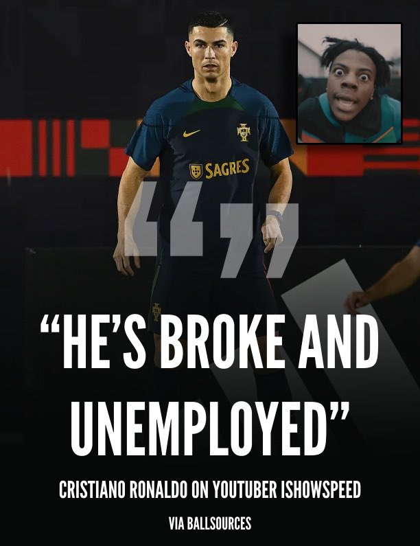 BallSources's tweet image. Ronaldo finally speaks out on @ishowspeedsui.
Did he go too far?