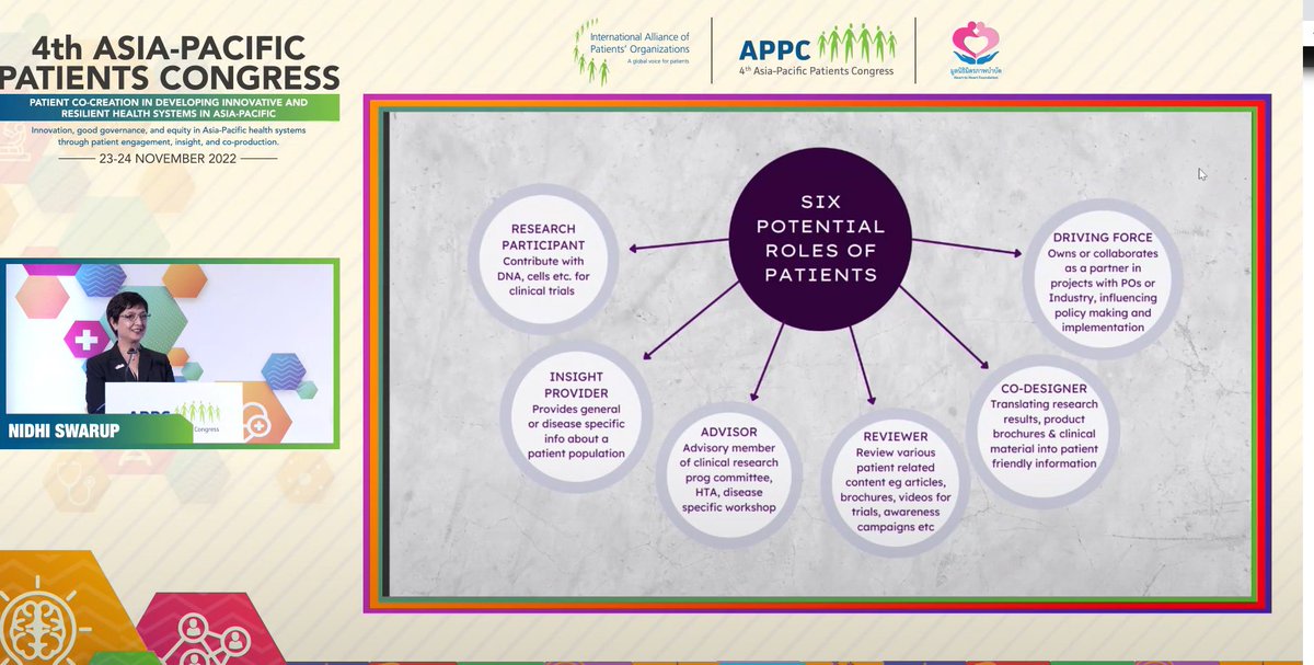 IAPOvoice's tweet photo. Interesting session on the translation of the WHO Global Patient Safety Action Plan - Patient and Family Engagement Section into National Patient Safety Networks and Alliances in #AsiaPacific with Nidhi Swarup sharing six potential roles of patients
#APPC2022 https://t.co/BHP5DHx8PD