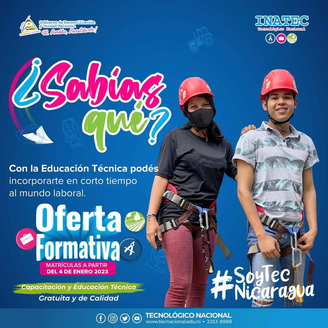CUMPLE TUS SIEÑOS

Hoy estudiar es fácil, el #BuenGobierno del FSLN a través de los centros técnicos realizan una oferta académicas amplia a los jóvenes de nuestra amada #Nicaragua #UnidosVencemosVenceremos #Managua