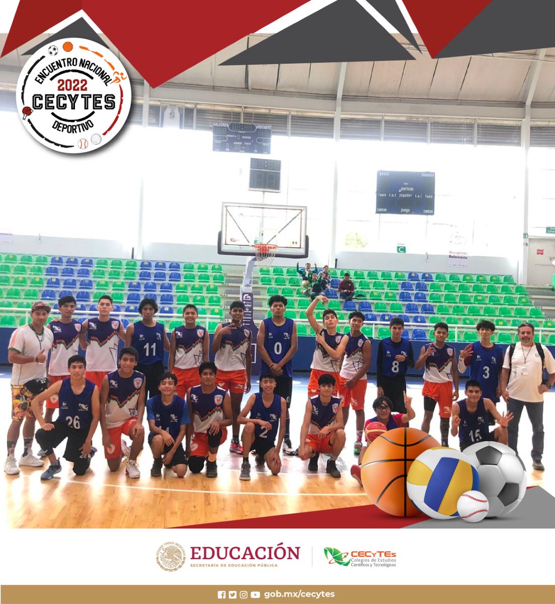 ccecyte's tweet photo. Gane quien gane, terminando unidos, partido Querétaro - Morelos en el  Encuentro Nacional Deportivo de los CECyTEs 2022.🏀
#ENDCECyTEs2022 #deporte #equipo #habilidades #disciplinas #básquetbol #competencia 
@ccecyte  @cecytev https://t.co/70GOaE9VyM