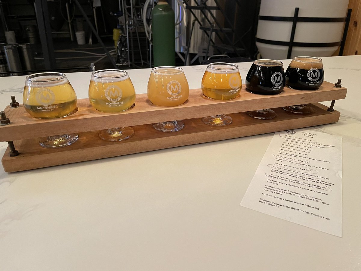 GolfspyDave's tweet photo. How should I start the long weekend? Obviously with a #craftbeer flight from @MovementBrewing
#stophammertime https://t.co/o5WB7vp5V7