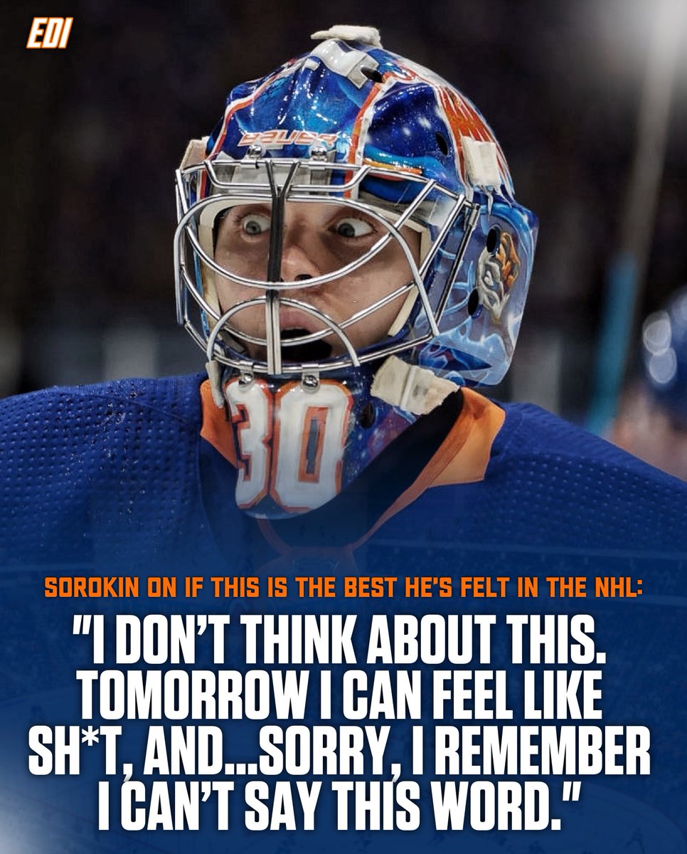 EverydayIsles's tweet photo. Ilya Sorokin: King of the crease and king of post-game quotes. 👑 https://t.co/6ZBPA4cw9n
