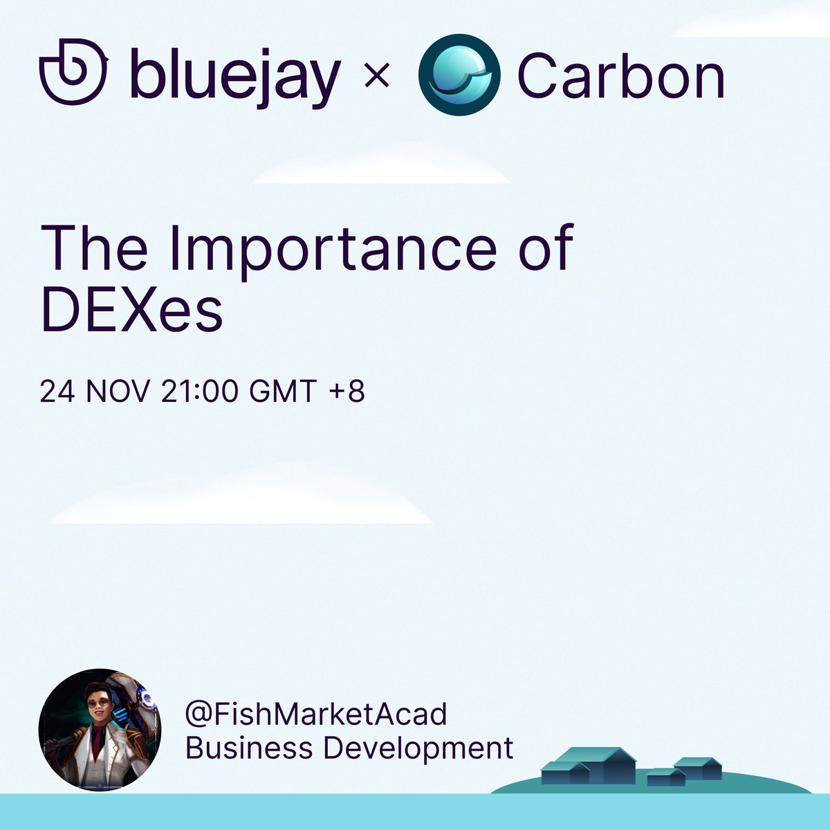 BluejayFinance's tweet photo. GM GigaJays!

We will be having spaces with @FishMarketAcad from @0xcarbon TONIGHT 9PM GMT +8 to learn more about their DEX on Cosmos and the importance of decentralized trading protocols.

Mark your calendars: https://t.co/2r5WzYvUYA https://t.co/oMzCNqWzHK