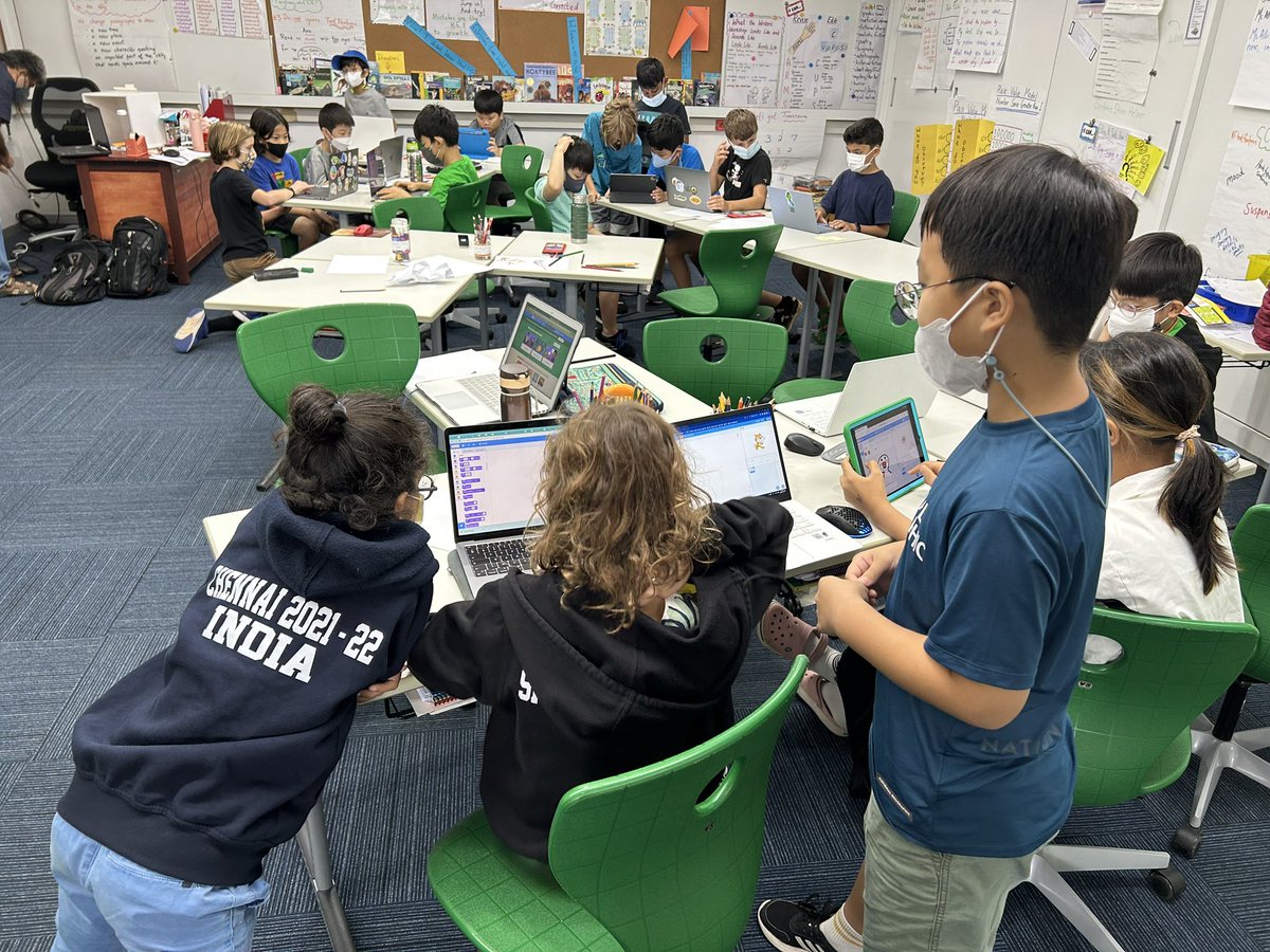 AISCTechnology's tweet photo. Students exploring the Scratch App to learn how to shrink their character as they design their own video game @bigfatphoenix #AISCElementary https://t.co/2Dd9NqjoDE