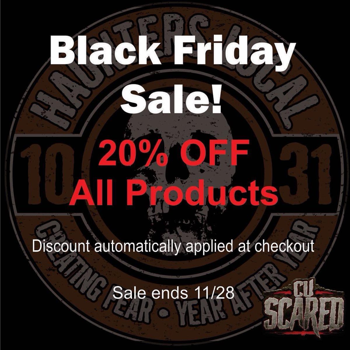 Freaks_HHN's tweet photo. Are you looking for something to get your spooky friends? @CU_SCARED has you covered with their 20% off Black Friday sale!! #CUScared https://t.co/AmFHnKdpny https://t.co/oq7cIGaA82