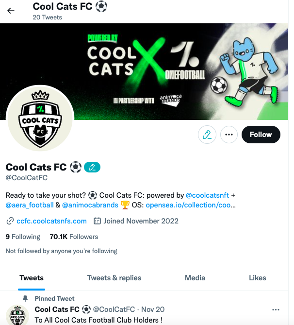 DegenKnows's tweet photo. 🚨Watch out! 🚨

DegenKnows security team reports that @CoolCatFC
is a #scam Twitter account.❌
The real one is @CoolCatsFC. ✅

All tweets from the fake one @CoolCatFC guide people to their website, DO NOT click anything on it. 

DegenKnows aims to build a scam-free world. https://t.co/gquYkI5JoQ