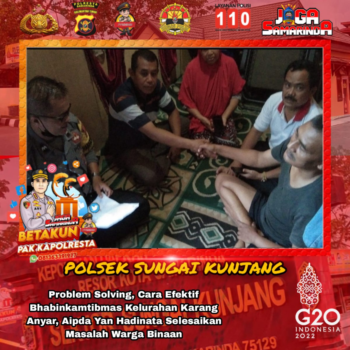 Humaspolsektas1's tweet photo. Problem Solving, Cara Efektif Bhabinkamtibmas Kelurahan Karang Anyar, Aipda Yan Hadinata Selesaikan Masalah Warga Binaan

#Poldakaltim
#Polrestasamarinda
#Polseksungaikunjang
#kamihumaspolri
#Polripresisi
#Thankyoupolisi https://t.co/8W4ra8oPTe