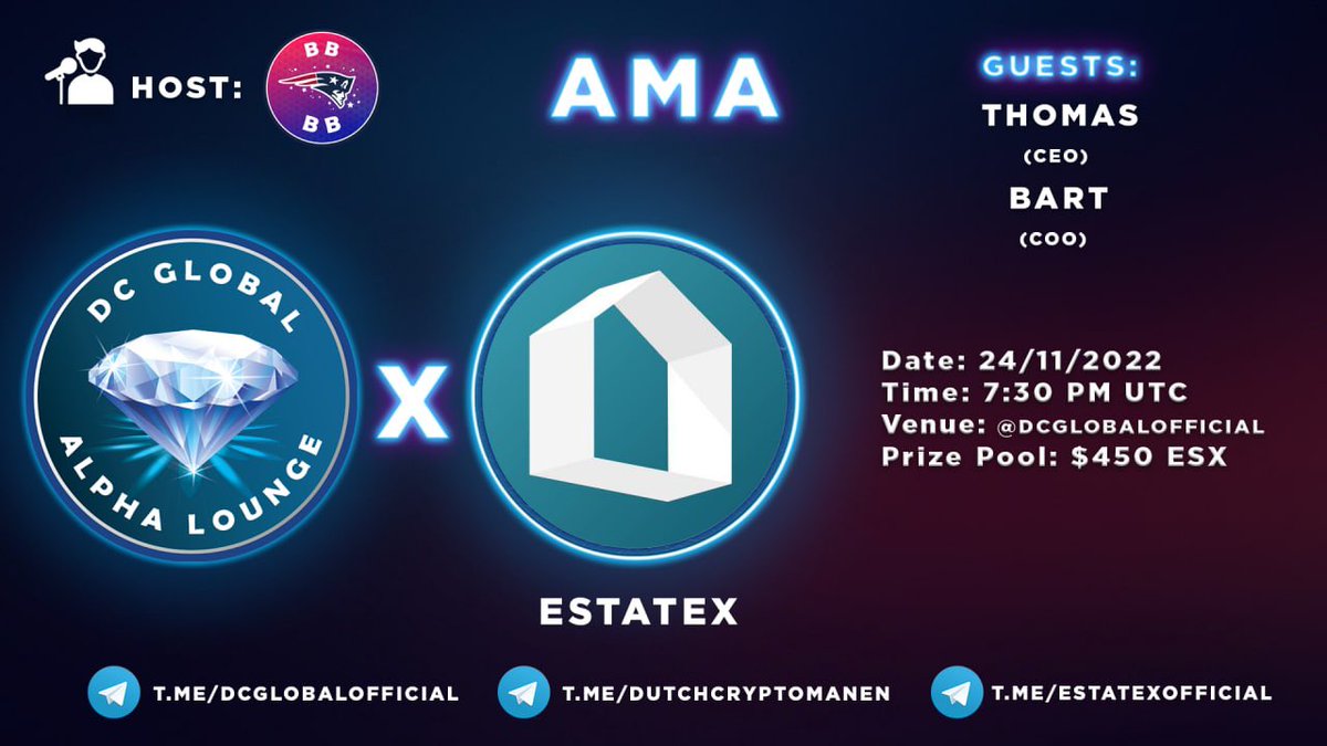 DCryptomanen's tweet photo. 🔊AMA  ANNOUNCEMENT🔊

We're very pleased to announce our next AMA with:

🏘✖️🏬 EstateX [$ESX ] 🏬✖️

What is EstateX about❓
EstateX's goal is to make investing in Real Estate Simple, Affordable and Accessible to Everyone, Everywhere

JOIN: https://t.co/Xn1U8S71qE https://t.co/w3Kk1ttA91