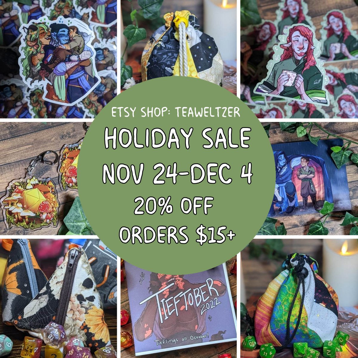 Sh🌿p has been updated & holiday sale will run from Nov. 24th-Dec 4th with orders $15+ will automatically be 20% off!