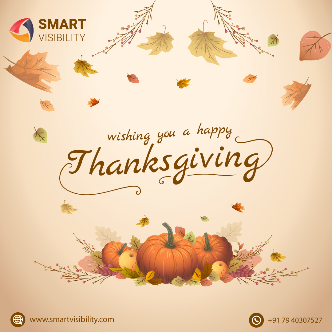 SmartVisibilit1's tweet photo. A grateful heart can certainly achieve greater joy and satisfaction! #Thanksgiving is the day to celebrate bonds with our loved ones and feel blessed for having a bare minimum necessity in our life.

@SmartVisibilit1 wishes a Happy Thanksgiving to all of you! https://t.co/5Cx16j4cPK