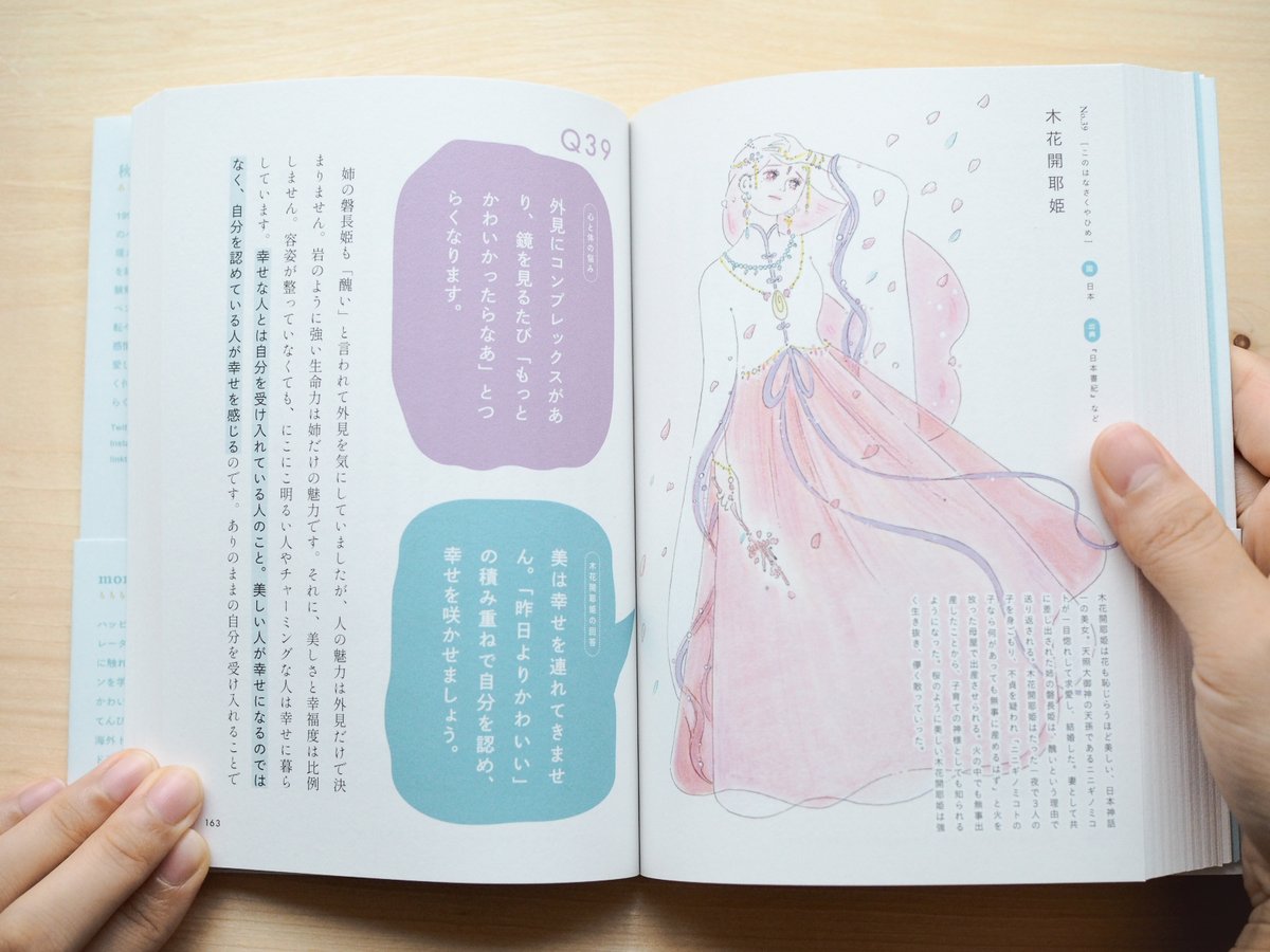 ——幸せな人とは自分を受け入れている人のこと。美しい人が幸せになるのではなく、自分を認めている人が幸せを感じるのです。

『57人のおひめさま 一問一答カウンセリング』より、木花開耶姫の言葉です。
壁にぶつかったり、コンプレックスに苛まれたりしたとき、本書のお姫様が背中を押してくれます。