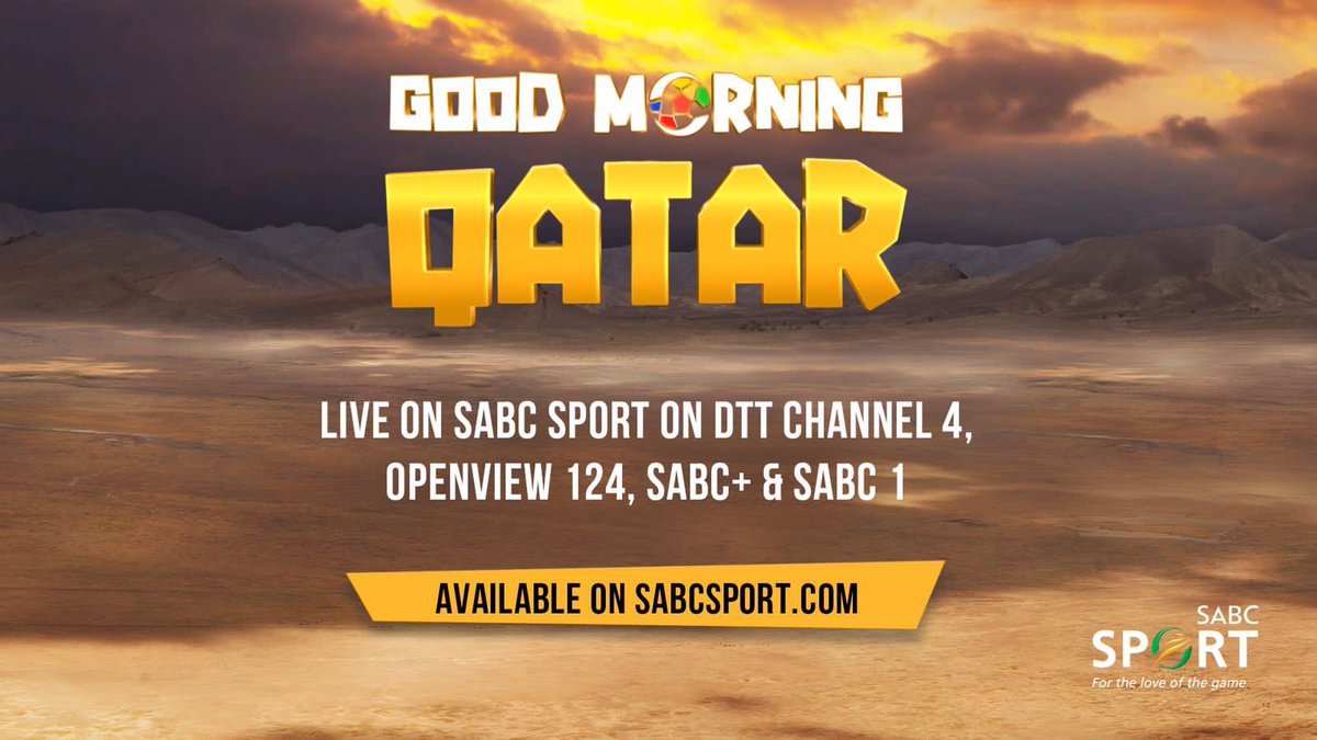 🔥 Catch Lerato Kganyago &amp; Shampoonaiza as they bring you a daily dose of Qatar to your home 🔥 

🌞 Good Morning Qatar 🌞

🗓️ Mon - Fri 
⏰ 07:00 
📺 SABC Sport DTT Channel 4, Openview 124 &amp; SABC 1 
🌐 SABC+
📱sabcsport.com 

#Sisonke Together For The Greatest Game