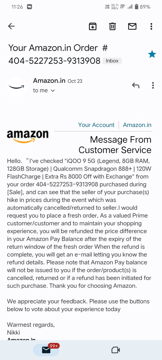 iHIMANSHU_07's tweet photo. ordered phone but cancelled bcoz agent demanded money from me i didn't give so he cancelled delivery after that CC said to order again and they will provide me refund of balance amount after expiring return period but later on denied to give me refund @AmazonHelp @amazonIN #chorr https://t.co/5kpwdYPQa1