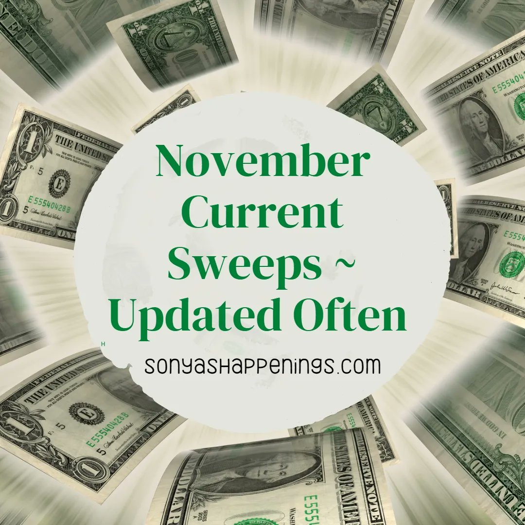 celebratehavfun's tweet photo. Check out this list for the BEST November current sweeps~ Updated 11-21 #currentsweeps #novembercurrentsweeps #novembersweeps #win #entertowin #chancetowin https://t.co/qomgSfbT5Z https://t.co/ZoFQoGlvic