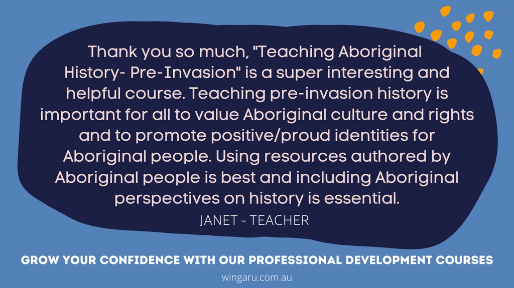 Build your knowledge at your pace with our online #ProfessionalDevelopment courses. Our courses are designed and delivered by #Aboriginal educators and meet the Australian Professional Standards for Teachers.

Visit wingaru.com.au/wingaru-teach.… to learn more about our courses.