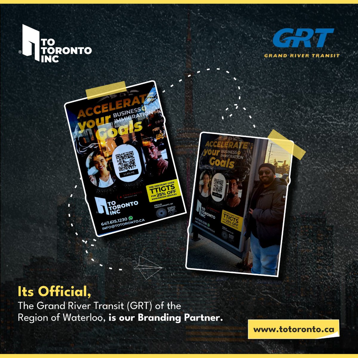 ToTorontoInc1's tweet photo. It's a great news for us! Welcoming The Grand River Transit as our official branding partner.
#studyvisa #Studyincanada #studyabroad #studentvisa #digitaltransformation #canada #immigration #businessmigration #businessopportunity #growthmarketing #jobopportunity #studyingabroad https://t.co/SuGei9nqv9