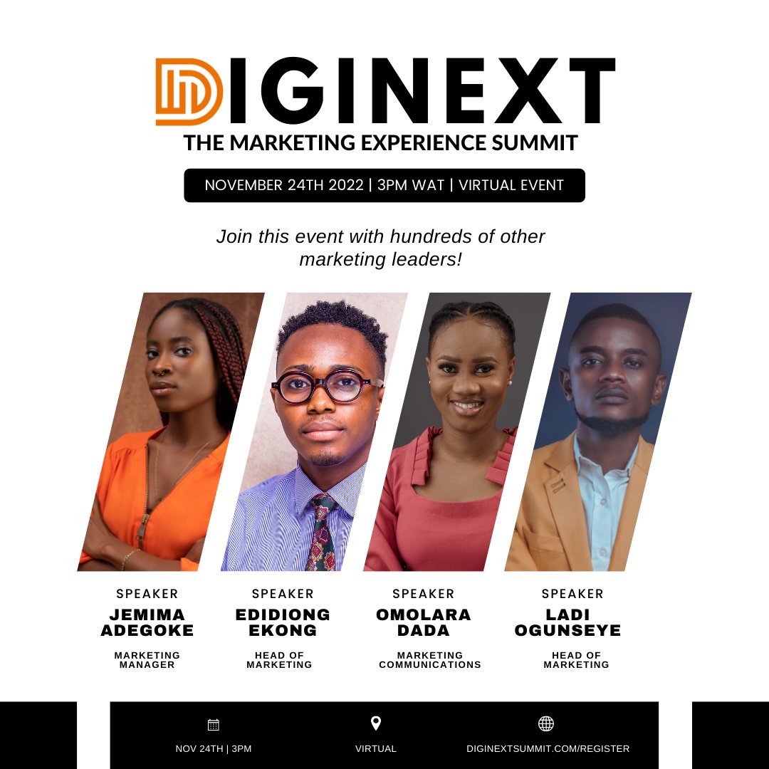 diginextsummit's tweet photo. WE ARE LIVE!

Join the conversation with @jemimahh__, @edidiongmekong. @dadaomolara194 and @LadiSpeaks and learn the right initiatives to skyrocket your marketing initiatives.

JOIN HERE > https://t.co/IPyhIvWByz https://t.co/QD22sUIXI5