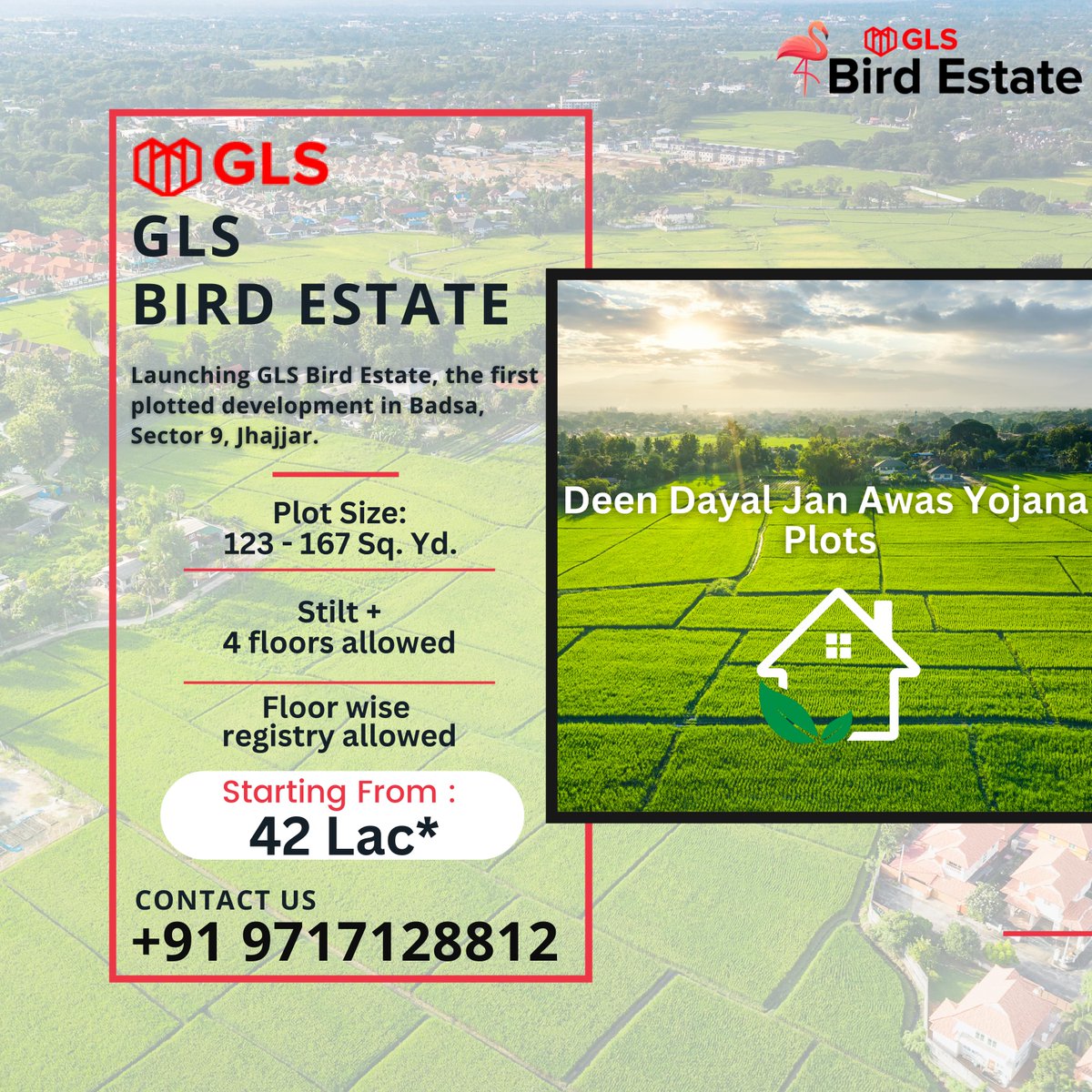 saranshrealtors's tweet photo. Launching GLS Bird Estate, the first plotted
development in Badsa, Sector 9, Jhajjar.
Call us @ 9717128812
.
Booking Open In Gls Bird Estate 
Price starting from
42 lac* Onwards
.
.
#gls #birdestste #glsbirdestste #jhajjar #badsa #sec9 #deendayalplots #saranshrealtorsindia https://t.co/5hrqlHmWO7
