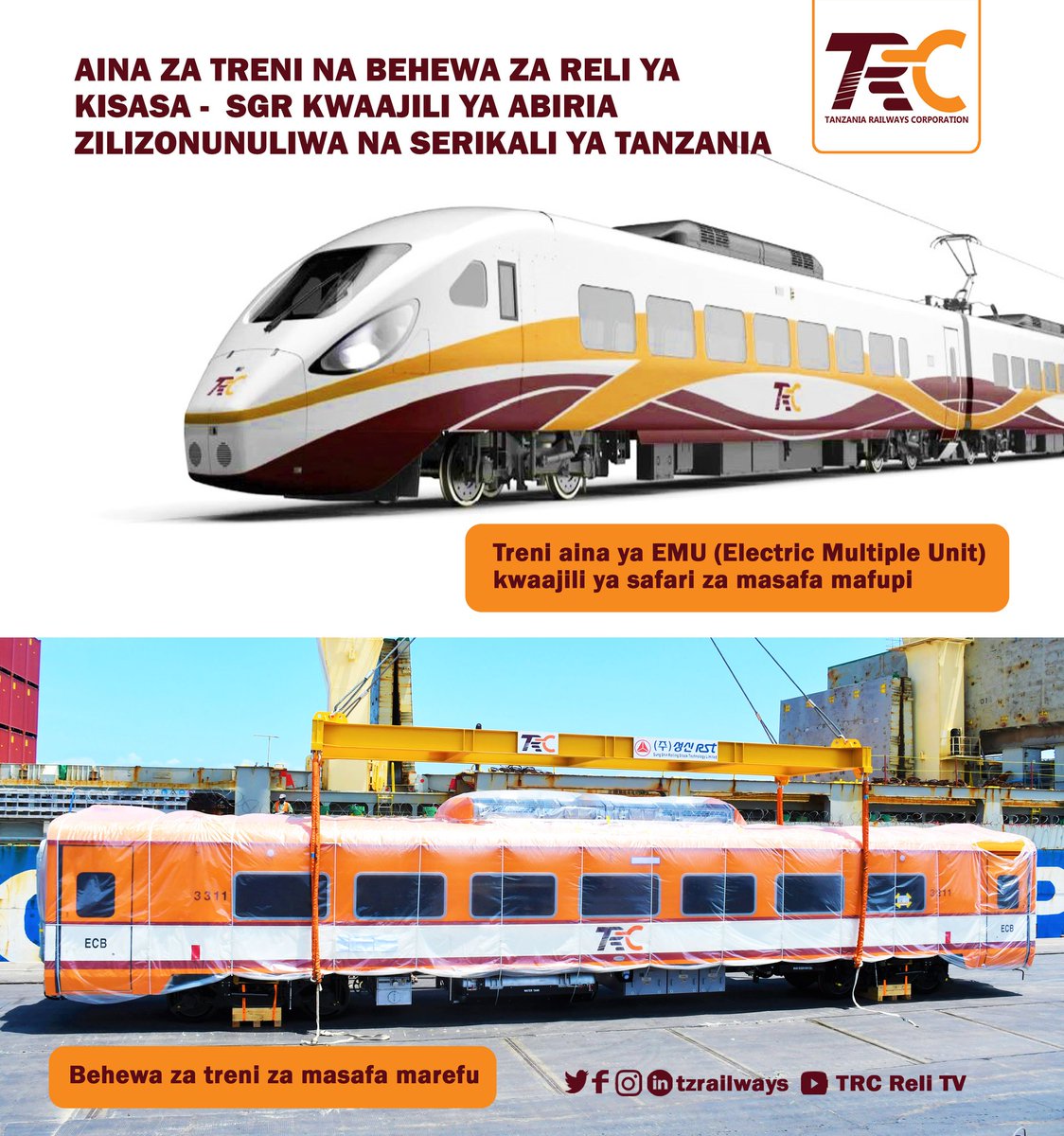 tzrailways's tweet photo. Aina za Treni na Behewa za Reli ya Kisasa - SGR https://t.co/P4i8rsmU5e