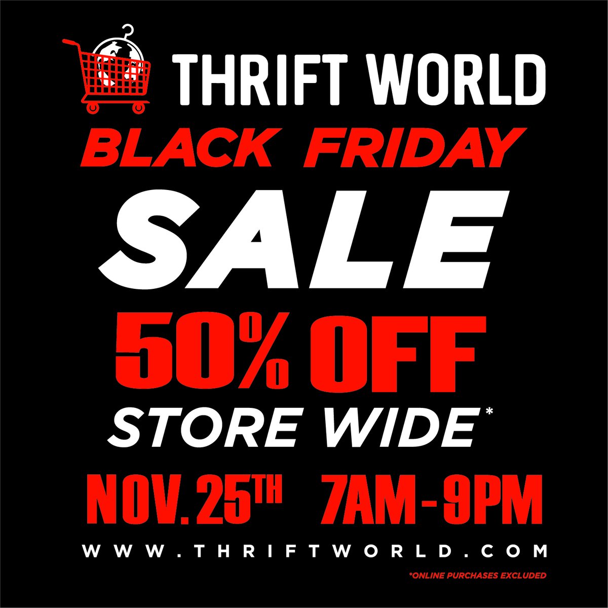 Our community partner, @ThriftWorldOMA , is having a #BlackFriday sale. Be sure to check it out!