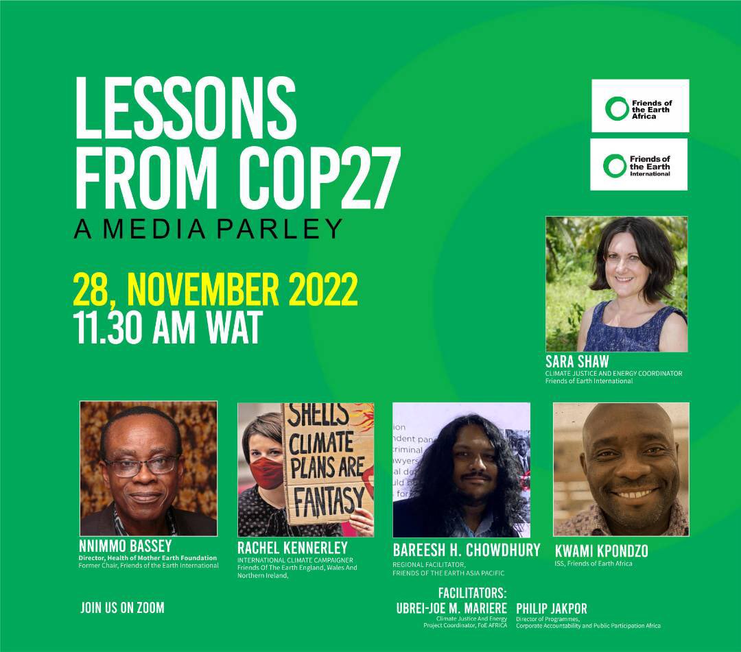 FoEAfrica's tweet photo. #COP27 ended with a significant breakthrough as a special #LossAndDamage  fund to compensate for the irreversible impacts of climate change was established. Yes we celebrate this milestone, there lie other issues that would further entrench Losses &amp; Damages in developing nations. https://t.co/Fi8BfB1Nwv
