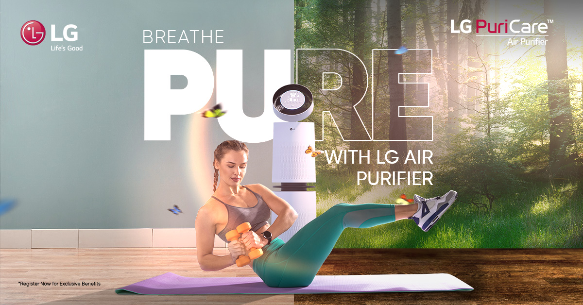 LGIndia's tweet photo. Experience the purity of nature in the comfort of your home with #LGAirPurifier. Its innovative #6StepFiltration technology filters inflowing air through by removing ultra-fine dust and toxic gasses, resulting in fresh air.
Know more at https://t.co/hXktGtPjq4
#PuriCare #LGIndia https://t.co/hCYYfEEUlm