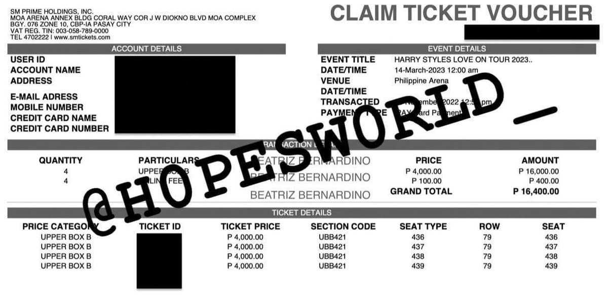 FENDICARUS's tweet photo. Selling Harry Styles Love on Tour PH tickets: SECTION UBB 421 (4 tickets seated together) -- not yet claimed
4,100 pesos each (online fee included already)
DM if interested 🙂
RFS: got preferred seats

wts lfb hslotph hslot ph harrymnl harrystylesmnl https://t.co/XHRlffdoXQ