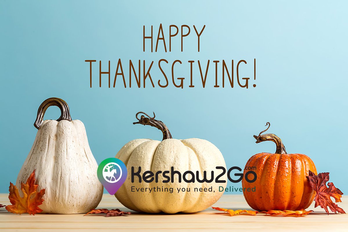 Happy Thanksgiving! Today, Kershaw2Go will be closed to spend time with our families and friends.  We will reopen tomorrow at our normal hours!  

kershaw2go.com/restaurants 🥘🍕

#kershaw2go #kc2go #kcdelivers #thanksgiving