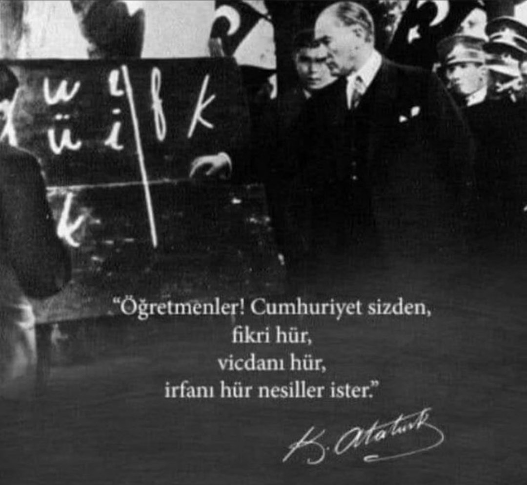 Başöğretmen Mustafa Kemal ATATÜRK başta olmak üzere ve onun önderliğinde bir toplumu/geleceği inşa eden tüm öğretmenlerimizin gününü  kutluyorum. 

Tüm Öğretmenlerimizin Öğretmenler günü kutlu olsun!