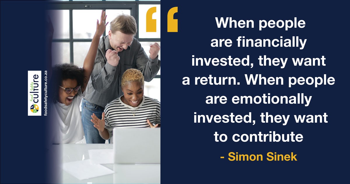 SafeFoodCulture's tweet photo. When people are financially invested, they want a return. When people are emotionally invested, they want to contribute.
#thoughtforthursdays #foodsafetyculture #teamplayers #motivation #leadership #culturechange #qualitymatters https://t.co/iIFY1ckzmQ