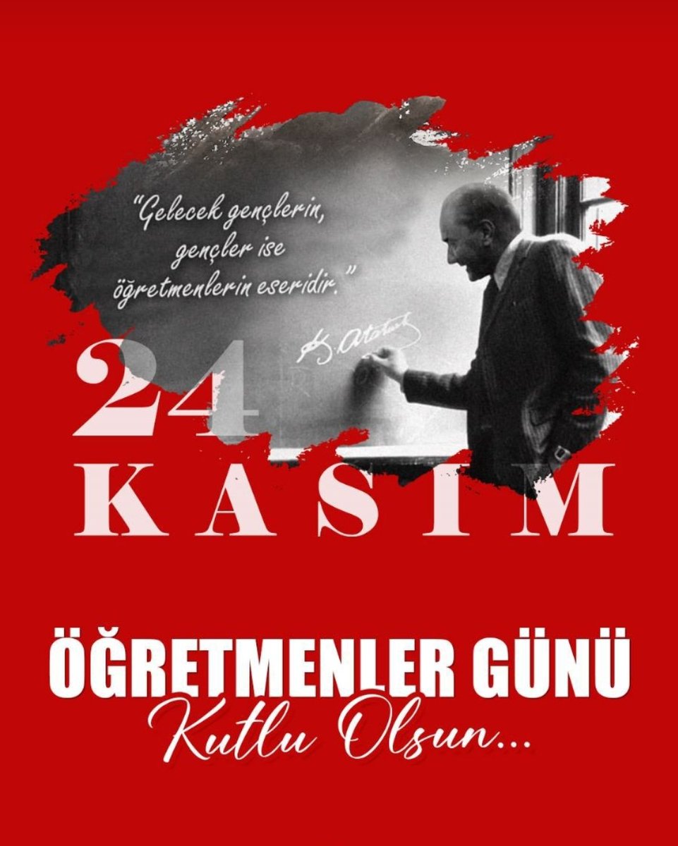 "Gelecek gençlerin, gençler ise öğretmenlerin eseridir."
Mustafa Kemal Atatürk
#24KasımÖgretmenlerGünü kutlu olsun. 🌹🤍🌹