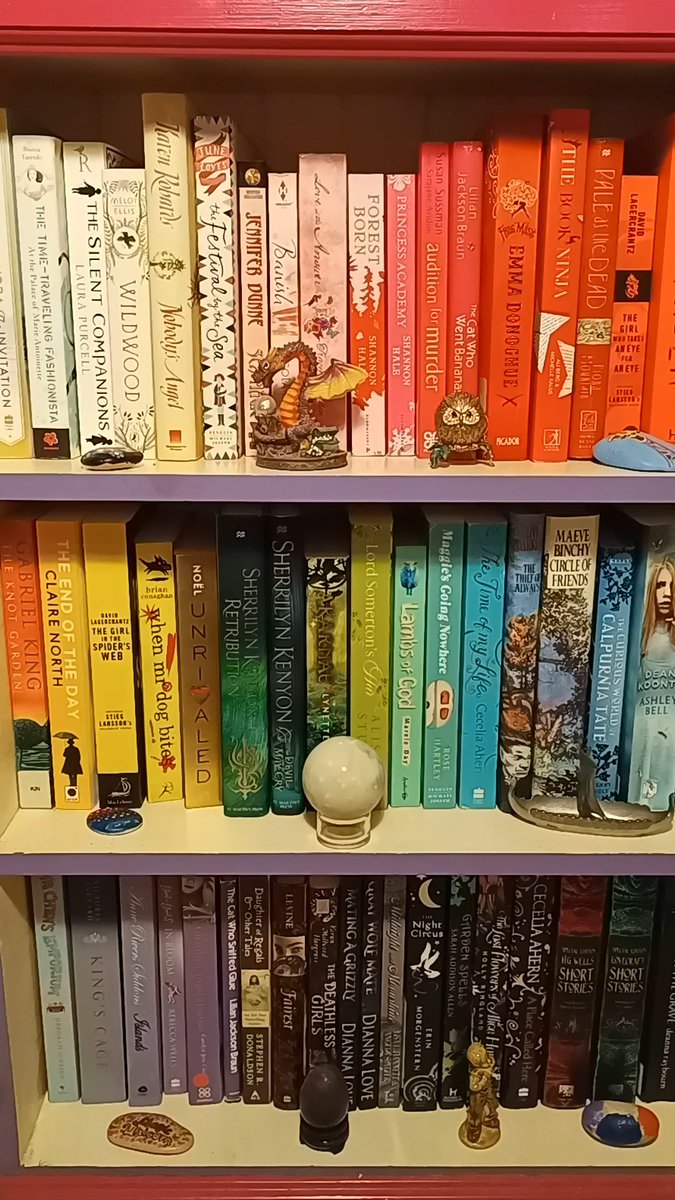 anybookanytime's tweet photo. I have one rainbow shelf and one only (otherwise I'd never find anything!) The rest is shelved by author.
How do you organise your books?

#shelfie #rainbowshelves #BookTwitter #bookshelf #booktwt https://t.co/Lyt9VgtBcm