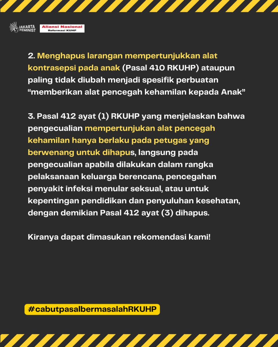 jakartafeminist's tweet photo. ALERTA!

Kawal #RKUHP! 

@dpr_ri @eddyhiariej tolong dengarkan masukan rakyat!

#CabutPasalBermasalahRKUHP #TolakRKUHPBermasalah #TolakRKUHPNgawur https://t.co/IQOYyauBtl