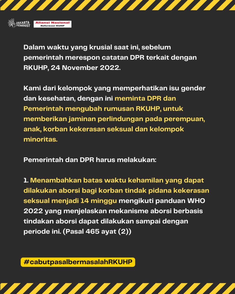 jakartafeminist's tweet photo. ALERTA!

Kawal #RKUHP! 

@dpr_ri @eddyhiariej tolong dengarkan masukan rakyat!

#CabutPasalBermasalahRKUHP #TolakRKUHPBermasalah #TolakRKUHPNgawur https://t.co/IQOYyauBtl