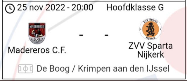 Vrijdagavond speelt ZVV Sparta uit tegen hoogvlieger <a href="/MadererosCF/">Madereros C.F.</a> Om 20.00 uur wordt er afgetrapt in Nijmegen.