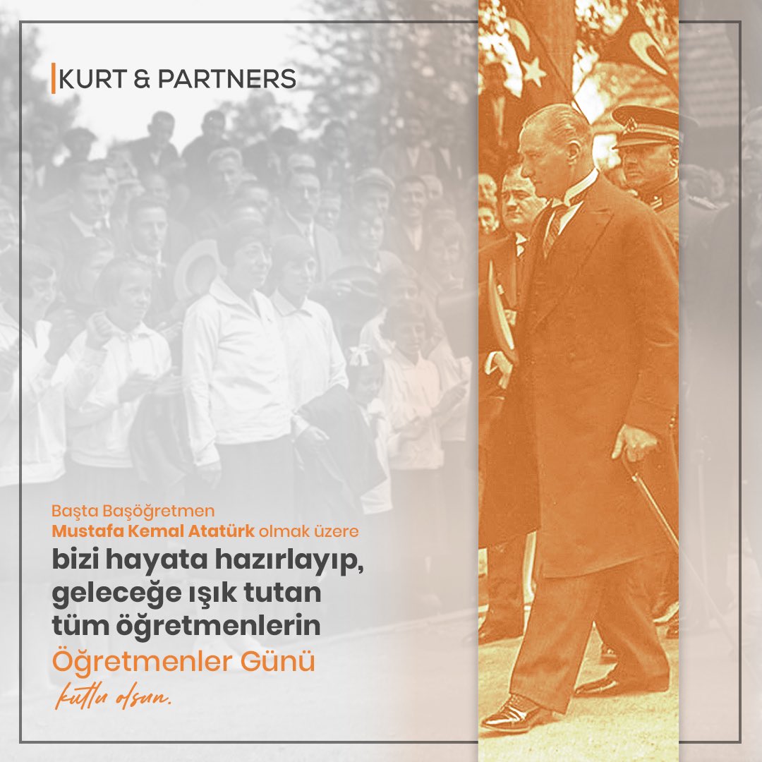Başta Başöğretmen Mustafa Kemal Atatürk olmak üzere bizi hayata hazırlayıp, geleceğe ışık tutan tüm öğretmenlerin Öğretmenler Günü kutlu olsun.

#KurtandPartners #ÖğretmenlerGünü #24Kasım #Başöğretmen #MustafaKemalAtatürk