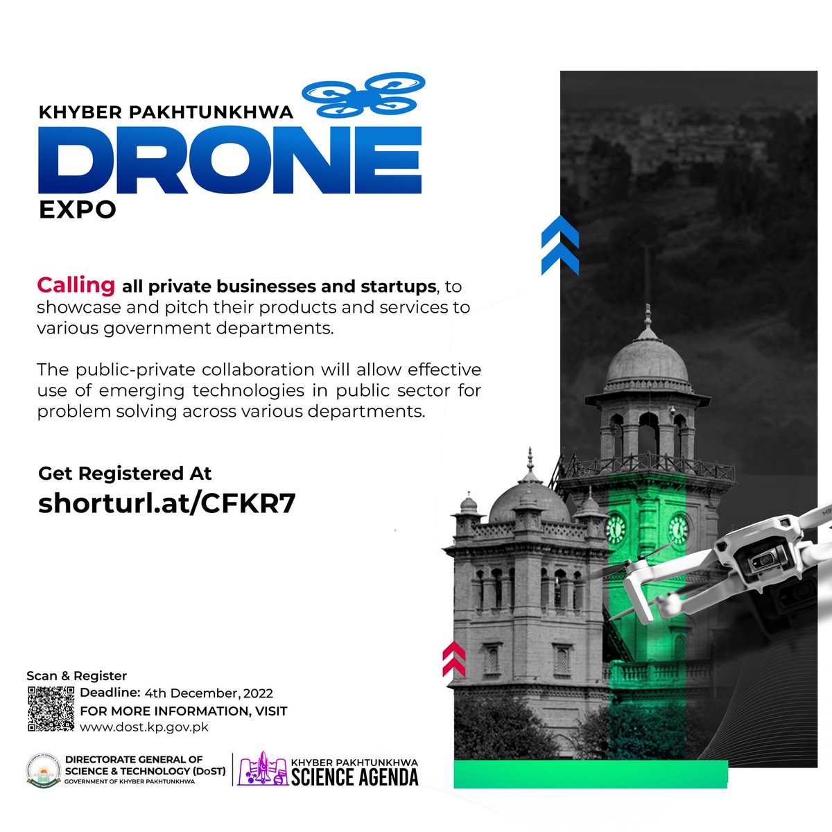 KPScienceAgenda's tweet photo. Are you a drone business or startup, looking to collaborate? Here's your chance to showcase and pitch your products and services to various government departments. 

Visit the website for more information 
https://t.co/Js0pIlng70

#KPScienceAgenda #Science4KP https://t.co/0lobzzJURw